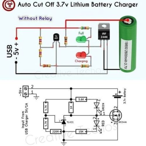 Auto Cut Off 3.7v Lithium Battery Charger